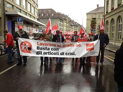 7.	Manifestazione nazionale delle lavoratrici e dei lavoratori dell’industria, Berna, settembre 2012