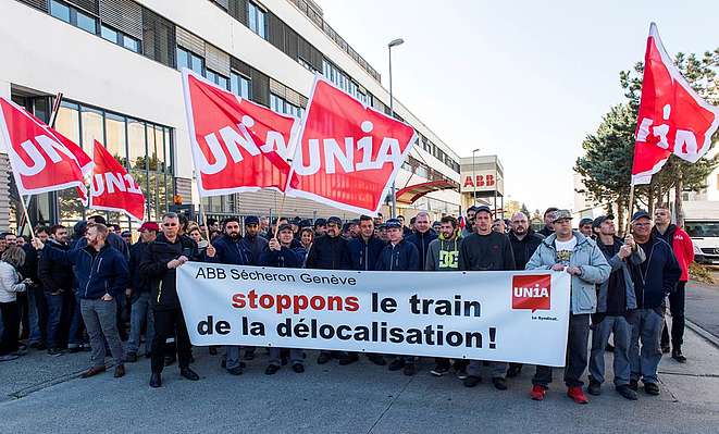 Manifestation du personnel d'ABB Sécheron à Genève 
