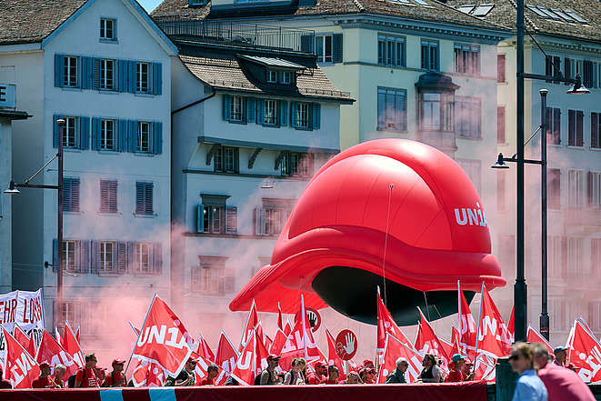 Manifestation des maçons en juin 2022 à Zurich.