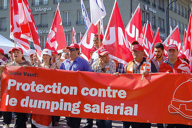 Manifestation contre le dumping salarial