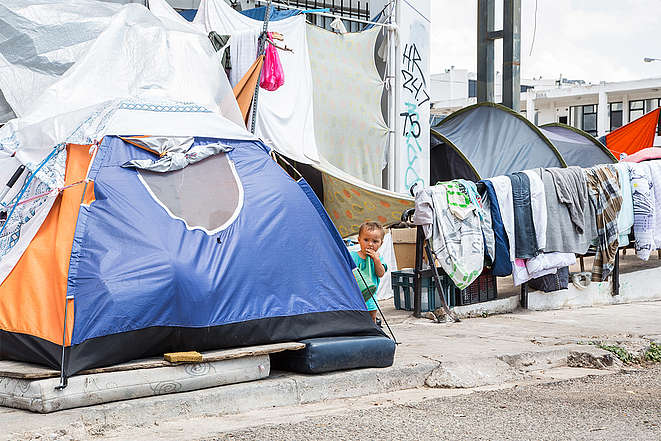 Camp de réfugiés en Grèce (photo: Pierre-Yves Bernard / MSF) 