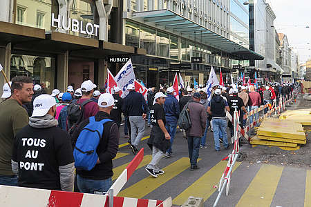 Zweiter Protesttag der Bauarbeiter in Genf