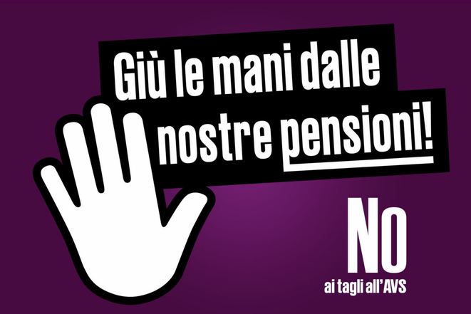 Logo della campagna: Giù le mani dalle nostre pensioni