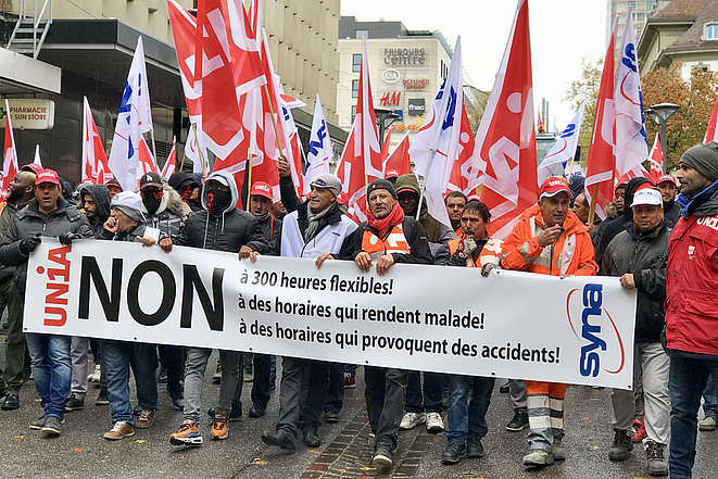 Manifestation des maçons à Fribourg