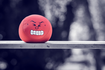 Antistress Ball mit unglücklichem Gesicht aufgemalt
