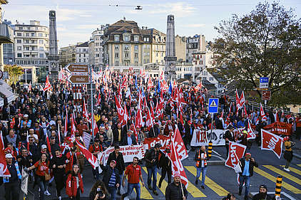 Demonstration Bauarbeiter Lausanne