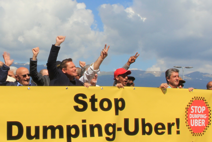 Demonstration von Uber-Fahrern in Genf 2017