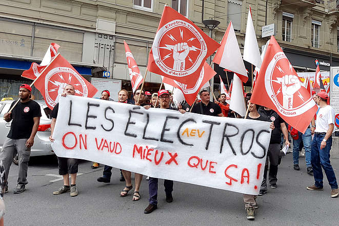 Demonstration der Elektriker/innen in Lausanne