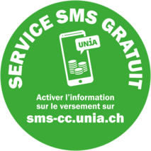 Logo du service SMS gratuit de la Caisse de chômage Unia