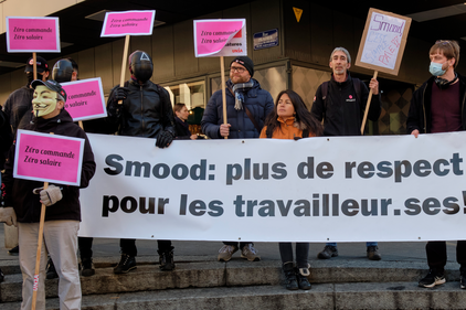 Beschäftigte von Smood protestieren in Genf