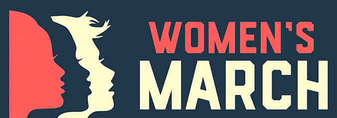Logo vom women's march (ein roter, ein weisse und ein schwarzer Frauenkopf im Profil)