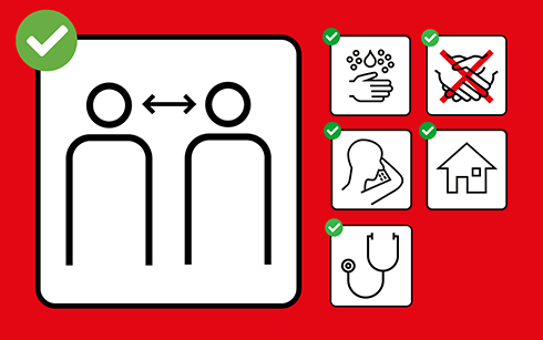 Piktogramme der von Bund kommunizierten Coronavirus-Verhaltensregeln