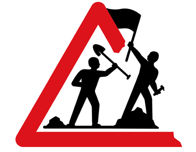 Logo: Achtung Bauarbeiter